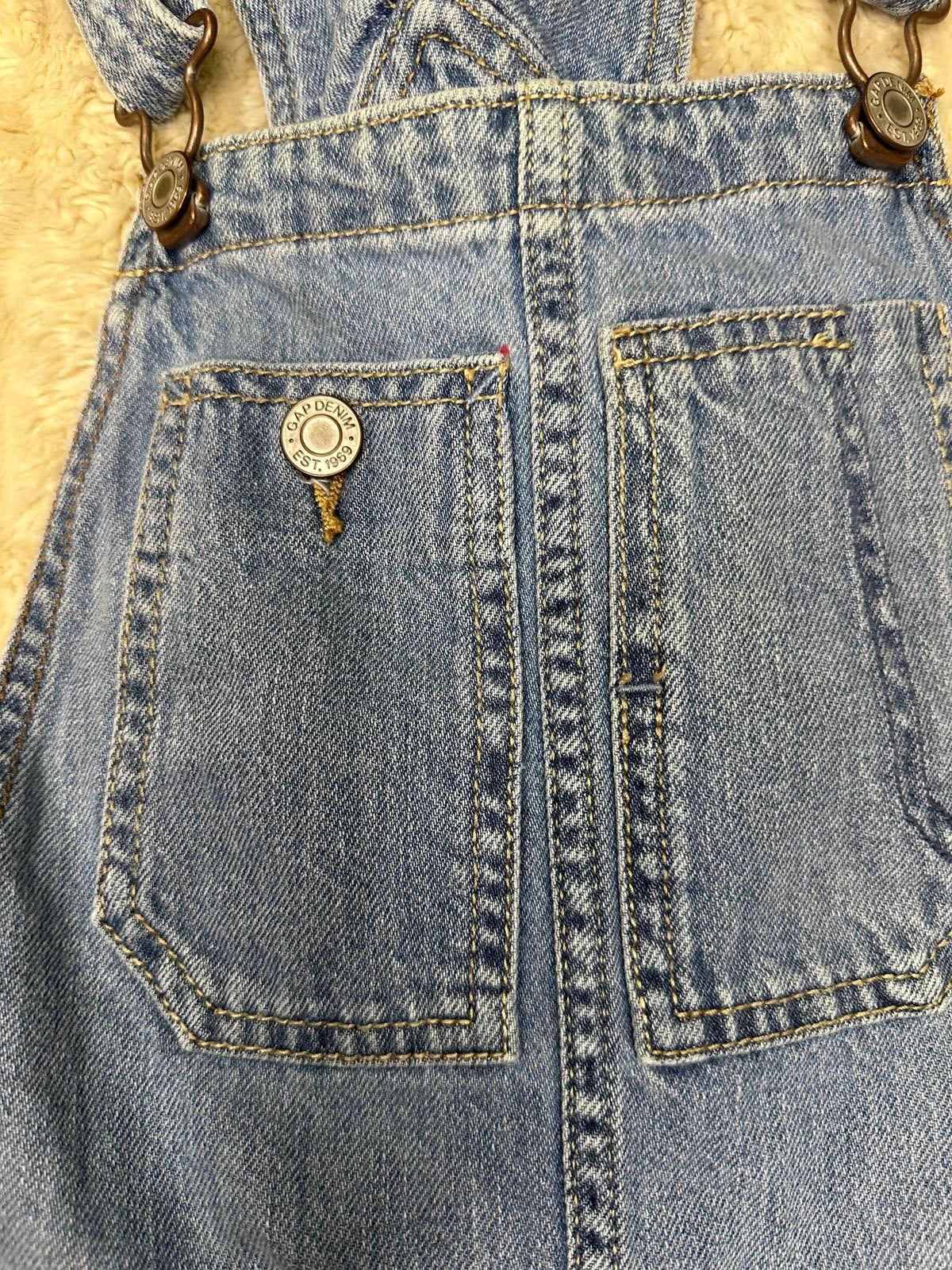 GAP Kids distressed denim cuffed short overalls/shortalls Size Large (10-11)