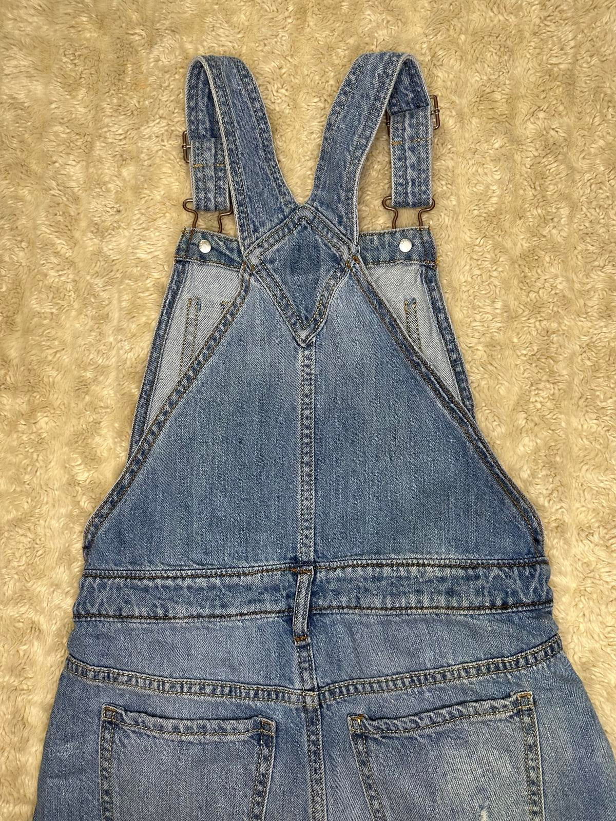 GAP Kids distressed denim cuffed short overalls/shortalls Size Large (10-11)