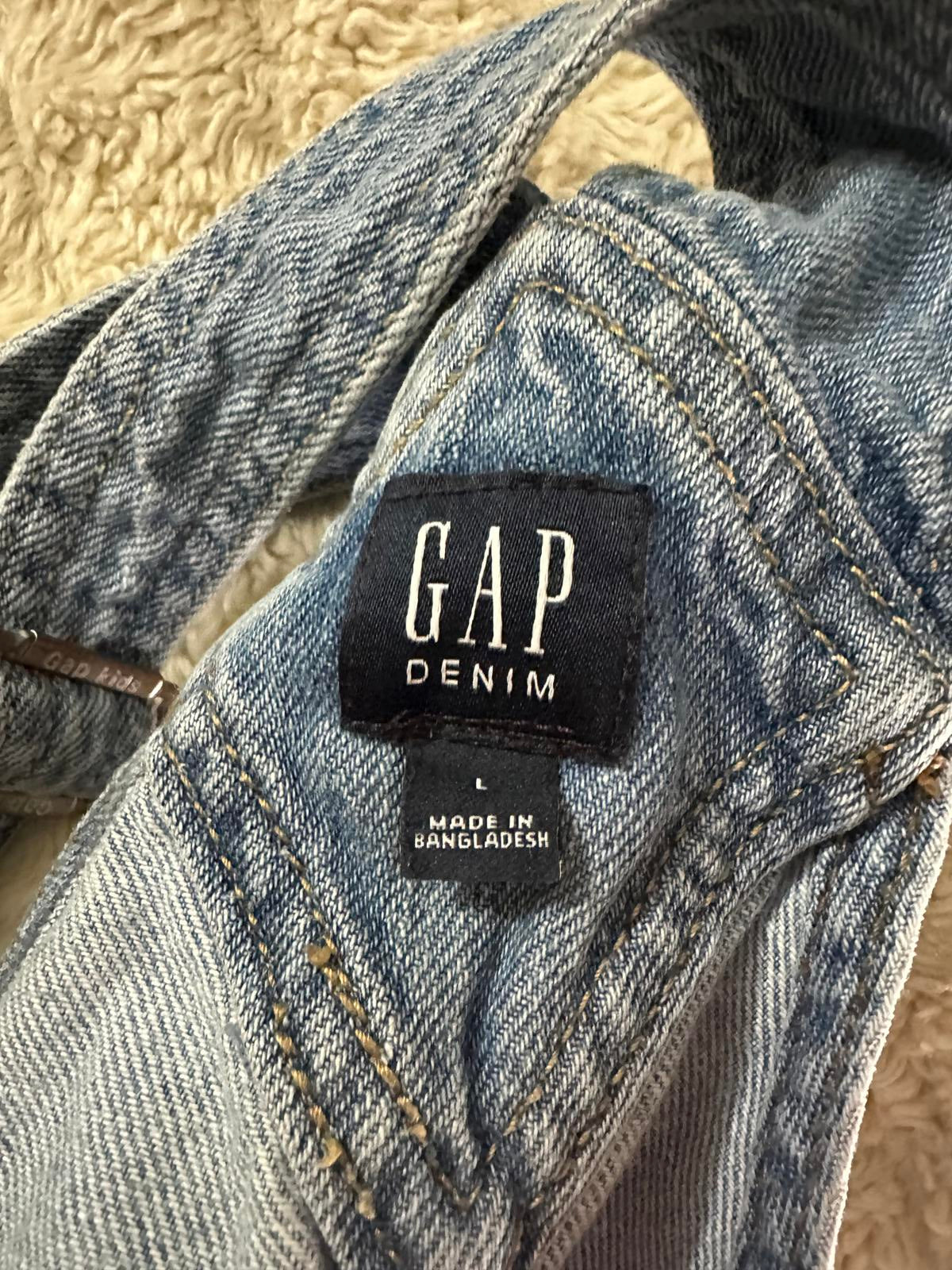 GAP Kids distressed denim cuffed short overalls/shortalls Size Large (10-11)