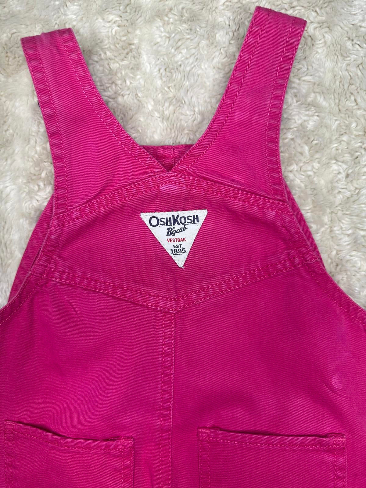 OshKosh B'gosh classic cotton pink floral embroidered bib-style overalls 12M
