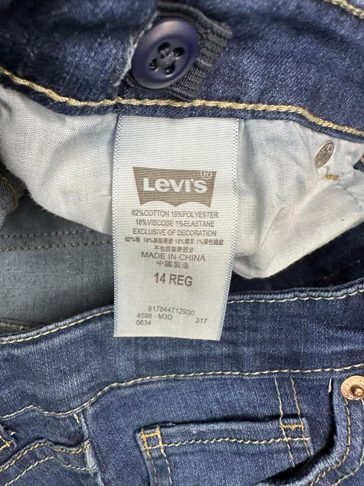Levi's 711 Skinny distressed floral embroidered medium wash denim jeans Youth 14 Reg