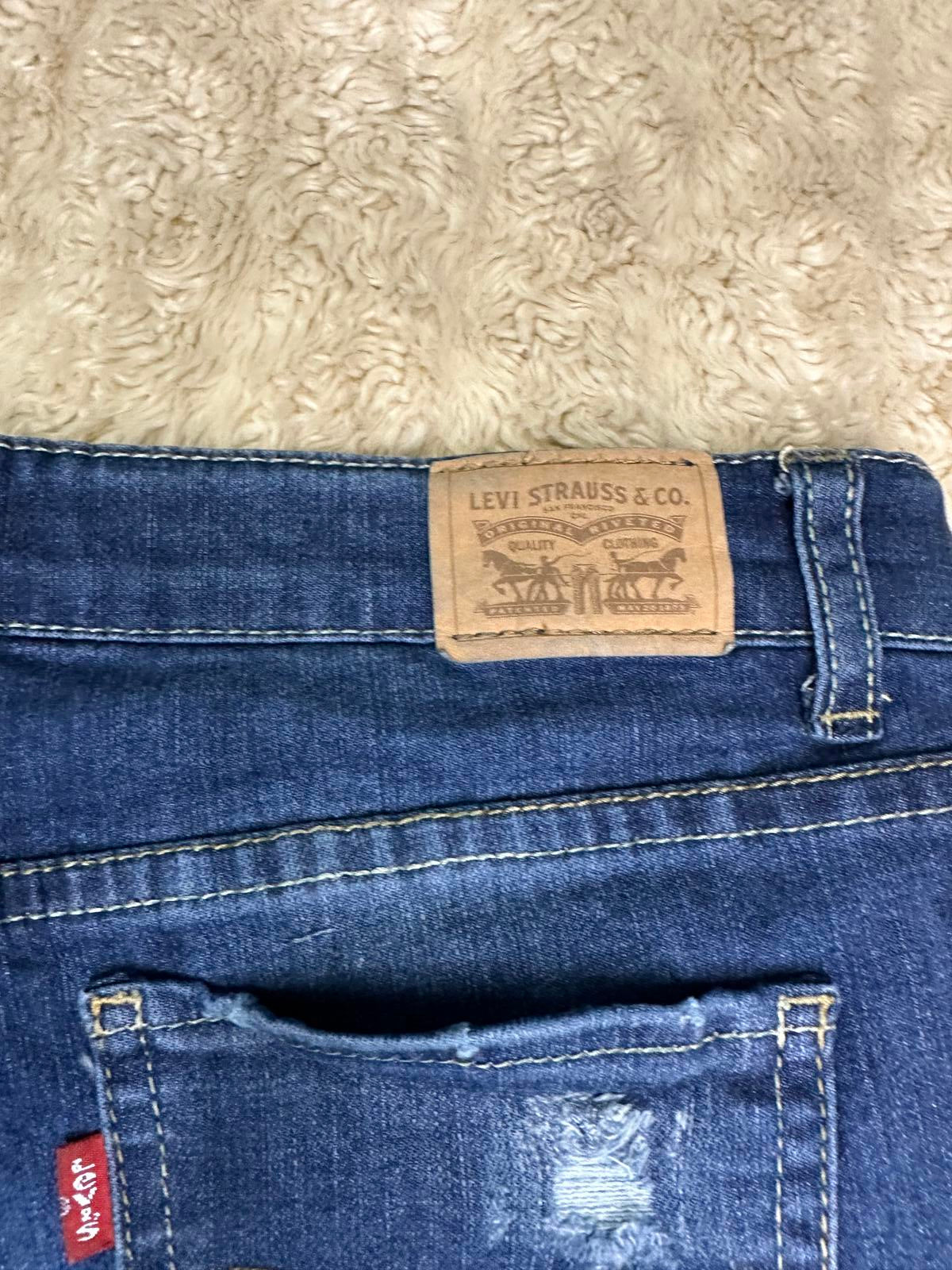 Levi's 711 Skinny distressed floral embroidered medium wash denim jeans Youth 14 Reg