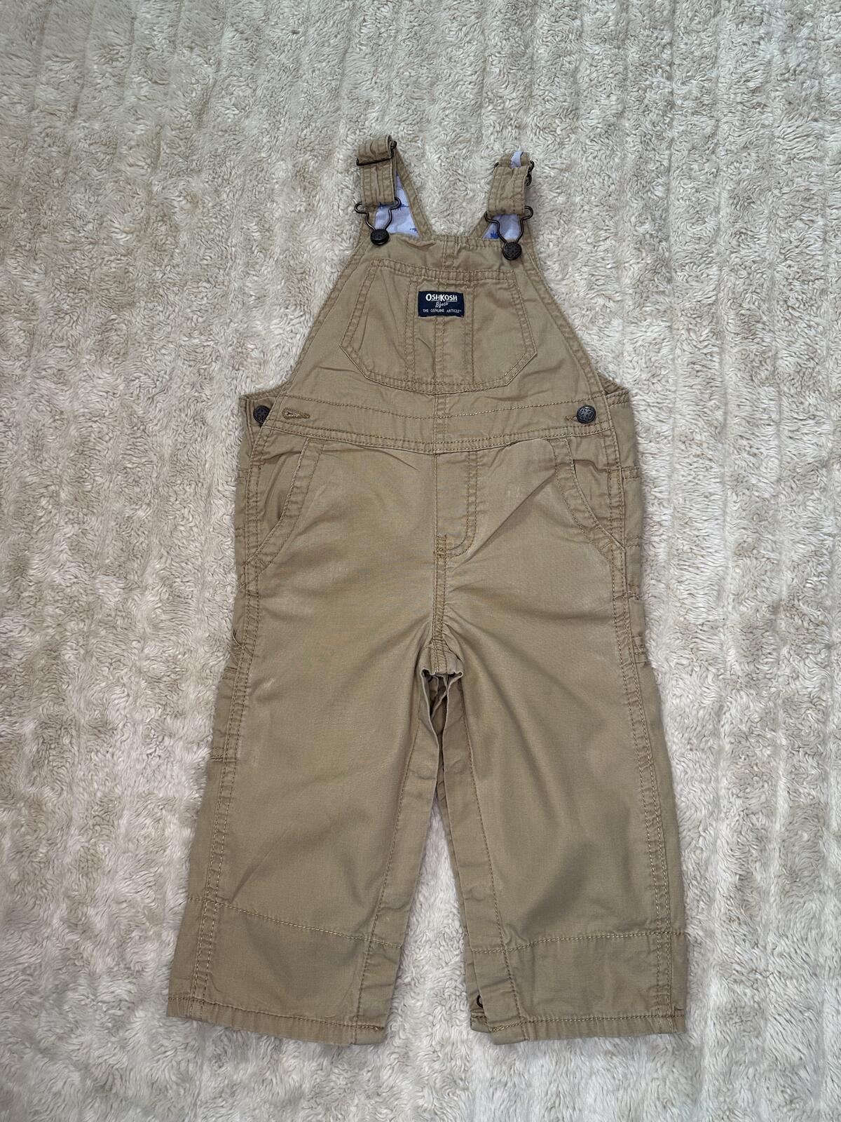OshKosh B'gosh utility carpenter cotton overalls Size 24M khaki classic unisex