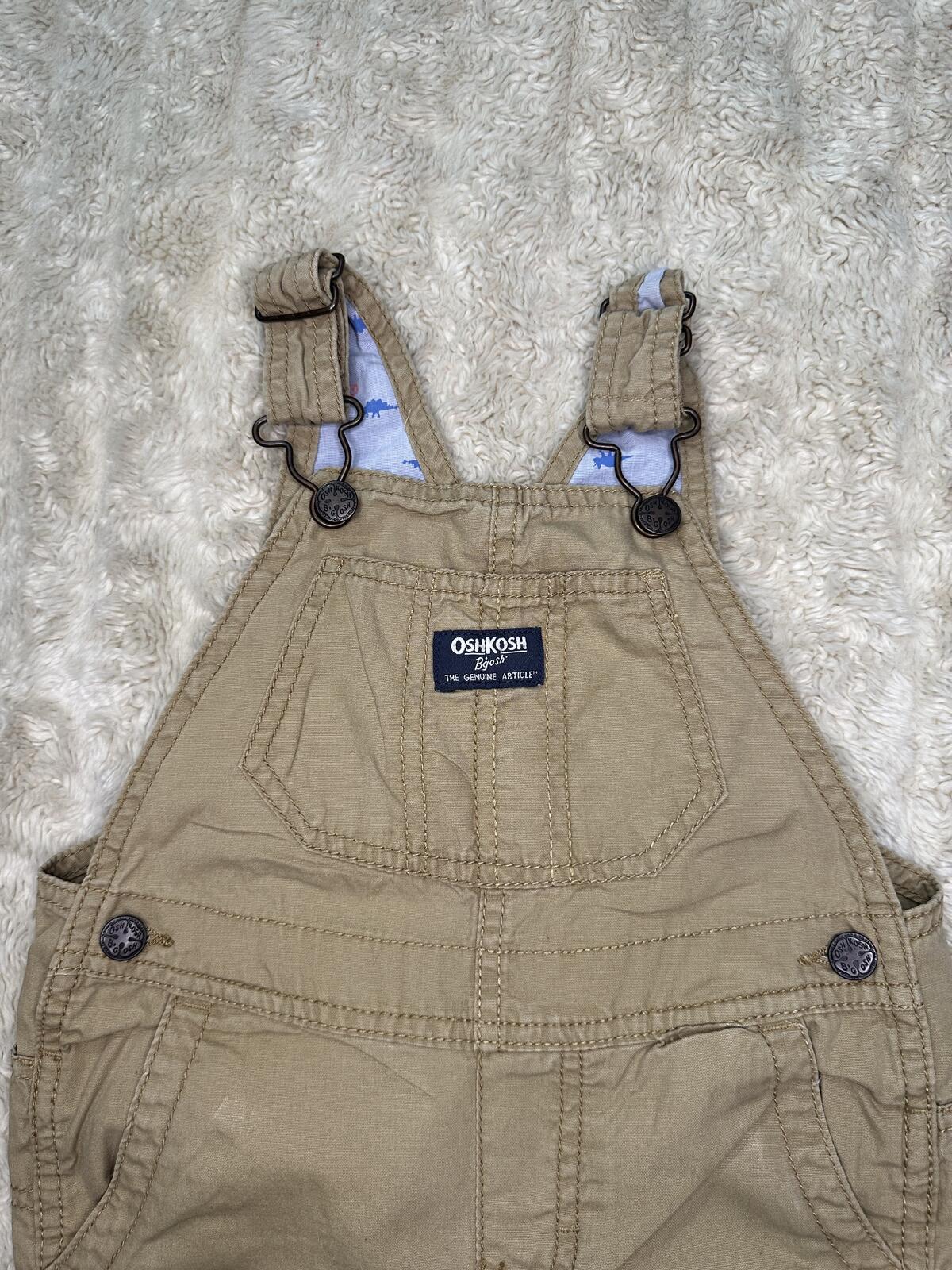 OshKosh B'gosh utility carpenter cotton overalls Size 24M khaki classic unisex