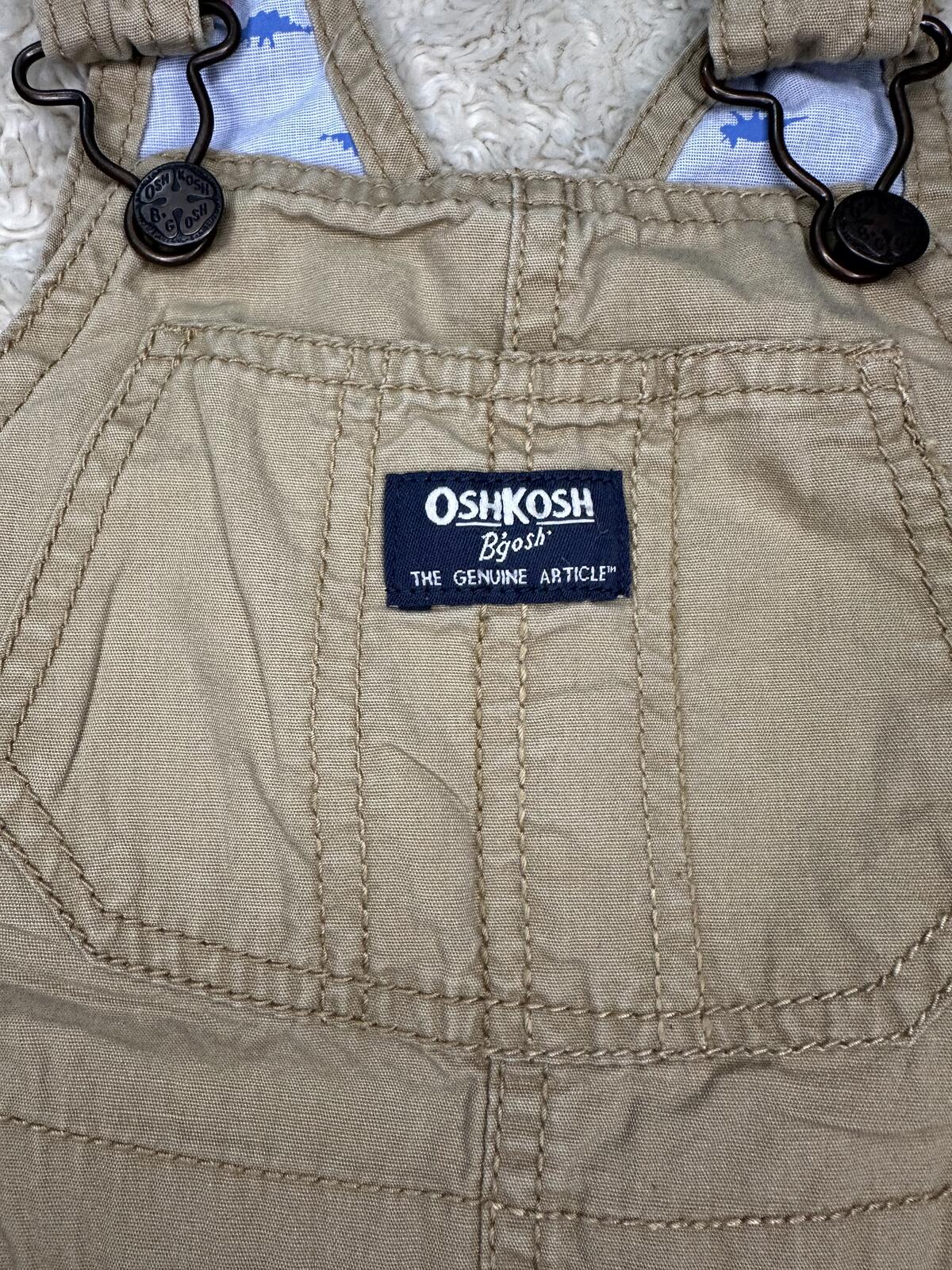 OshKosh B'gosh utility carpenter cotton overalls Size 24M khaki classic unisex