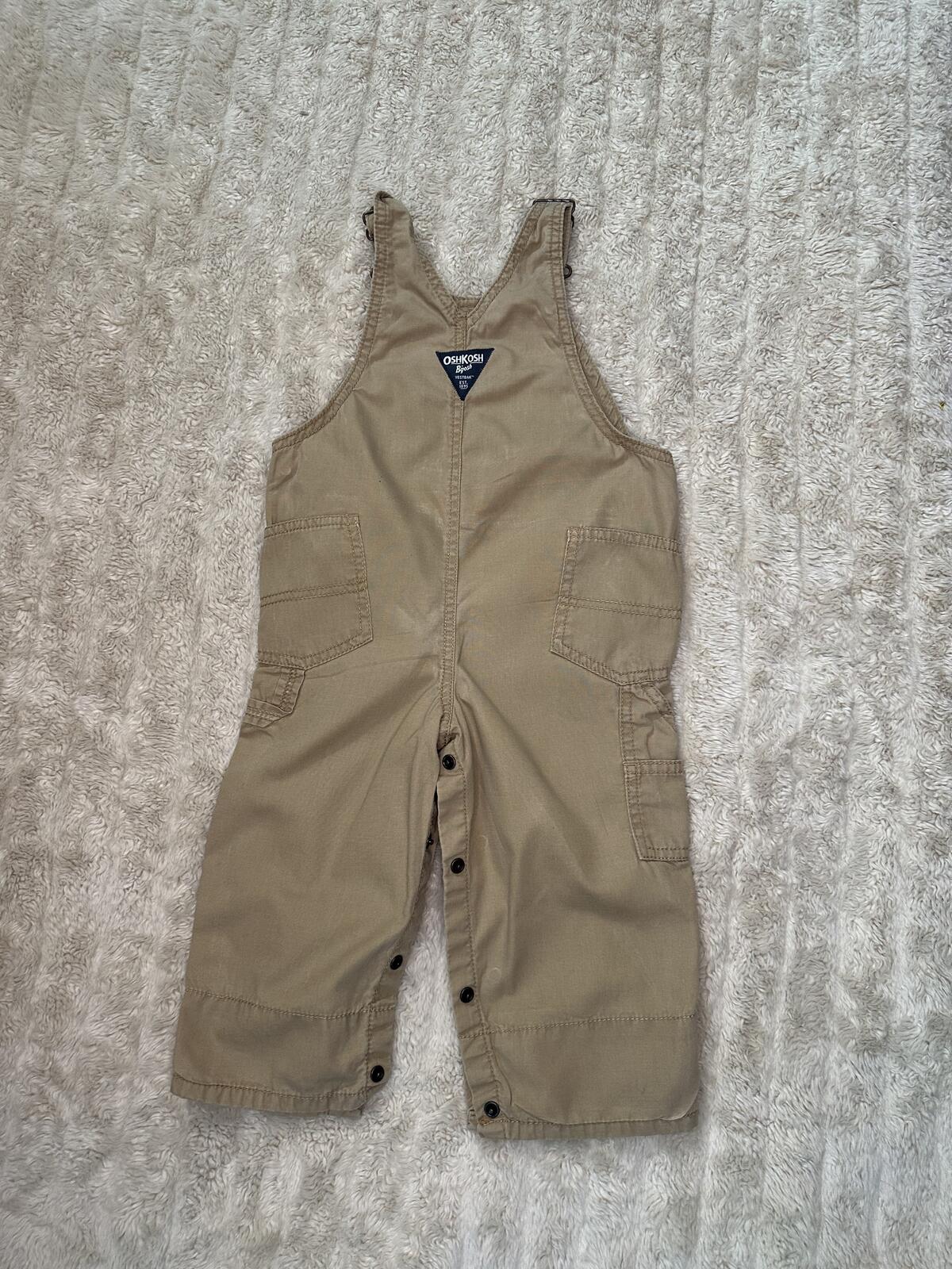 OshKosh B'gosh utility carpenter cotton overalls Size 24M khaki classic unisex