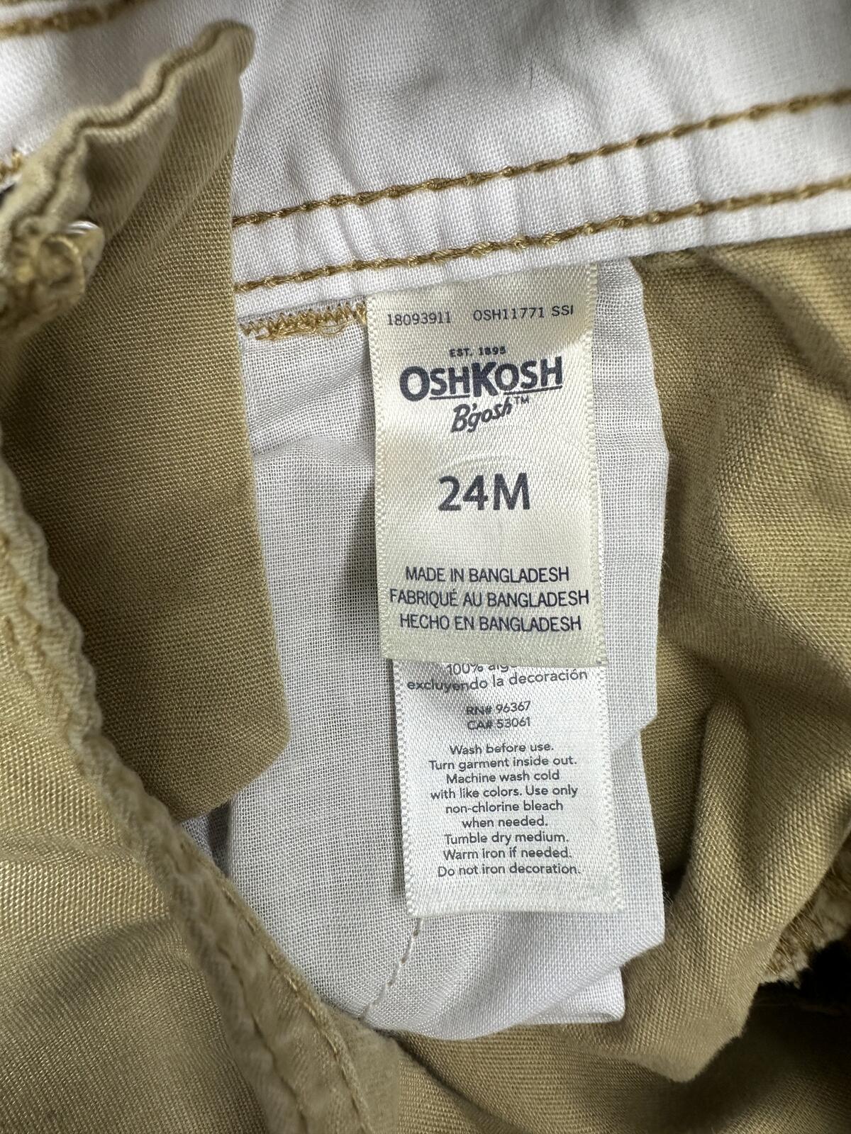 OshKosh B'gosh utility carpenter cotton overalls Size 24M khaki classic unisex