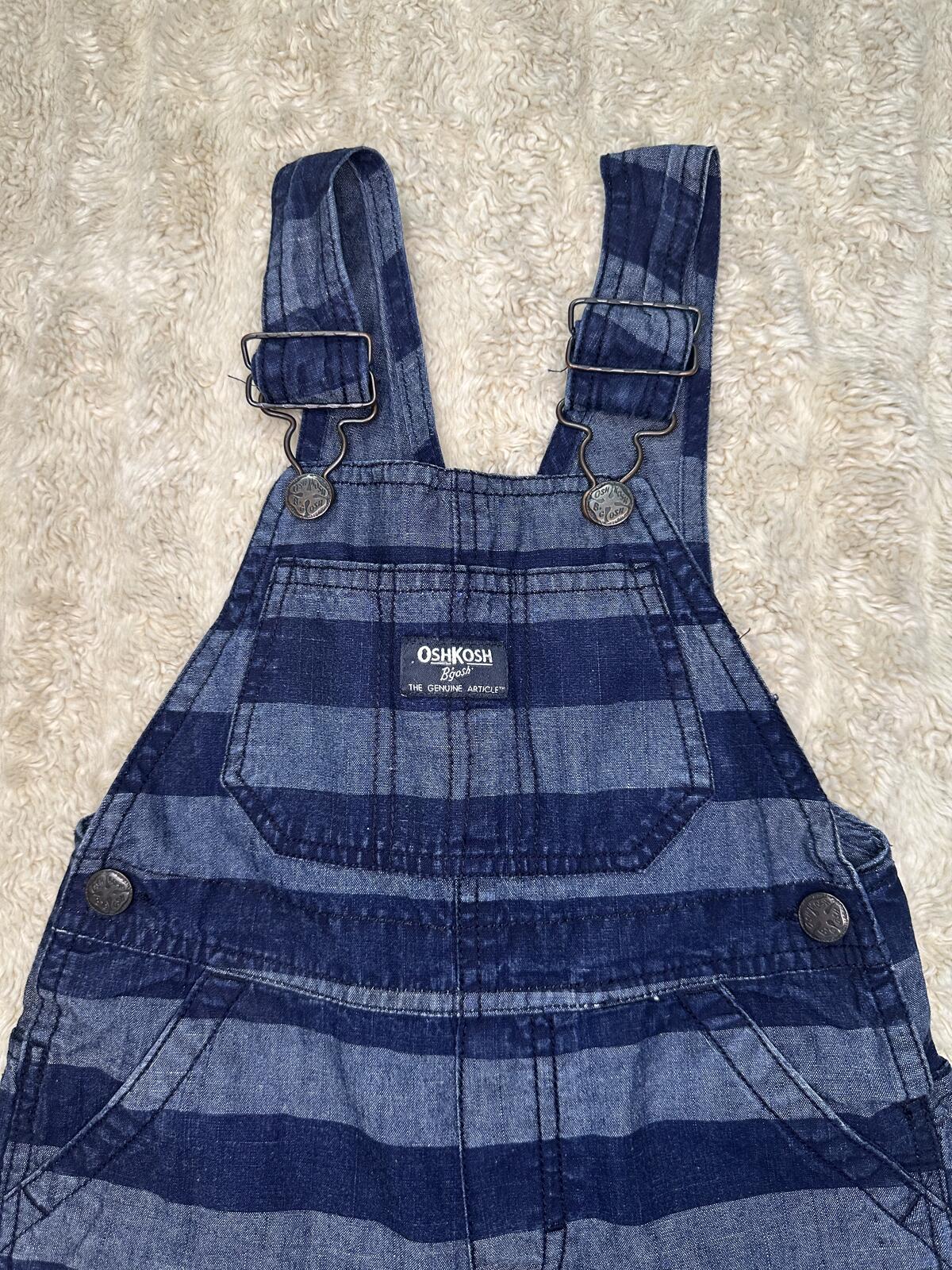 OshKosh B'gosh cotton overalls 4T navy/chambray striped classic vintage-inspired