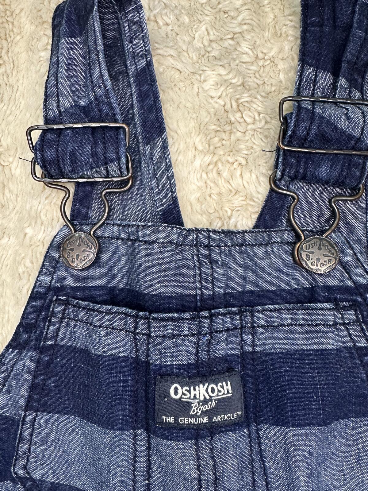 OshKosh B'gosh cotton overalls 4T navy/chambray striped classic vintage-inspired