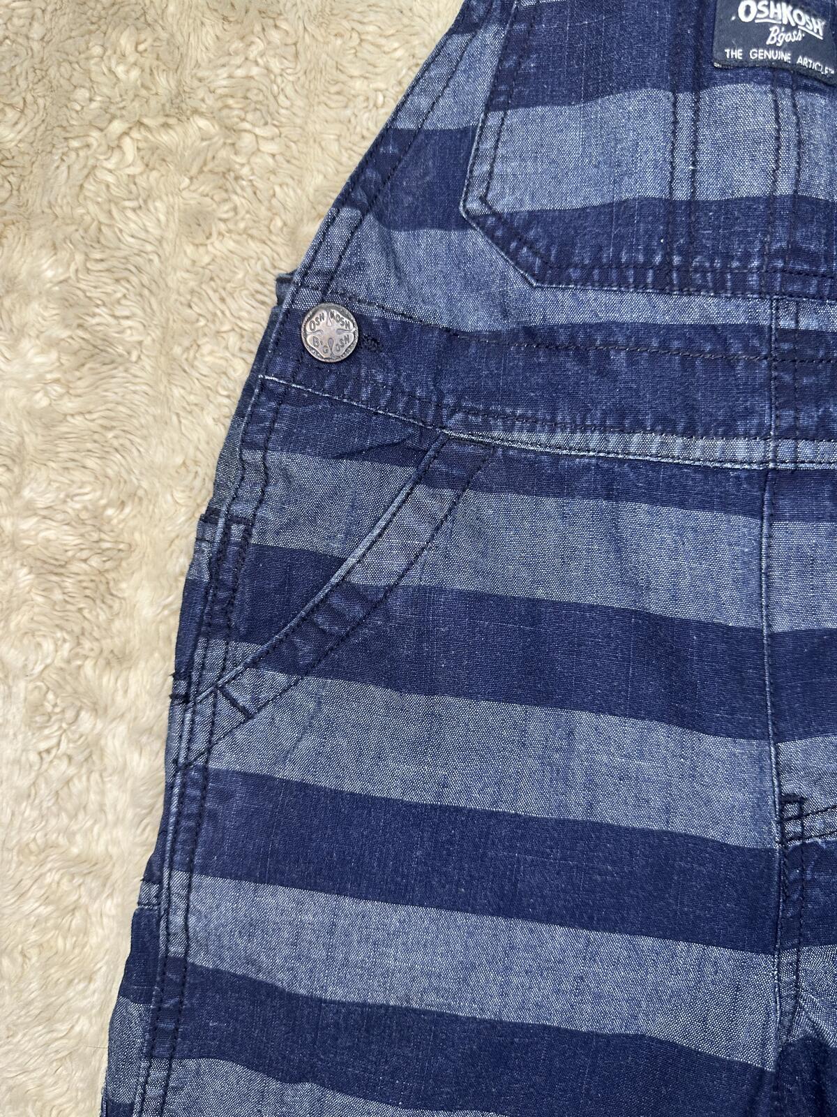 OshKosh B'gosh cotton overalls 4T navy/chambray striped classic vintage-inspired