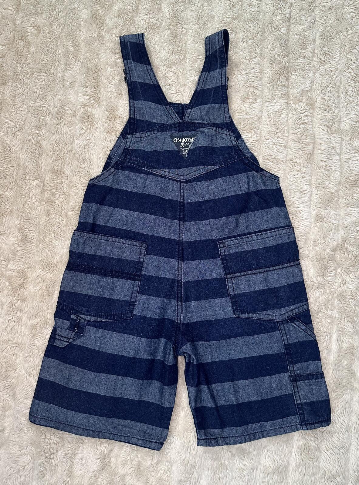 OshKosh B'gosh cotton overalls 4T navy/chambray striped classic vintage-inspired