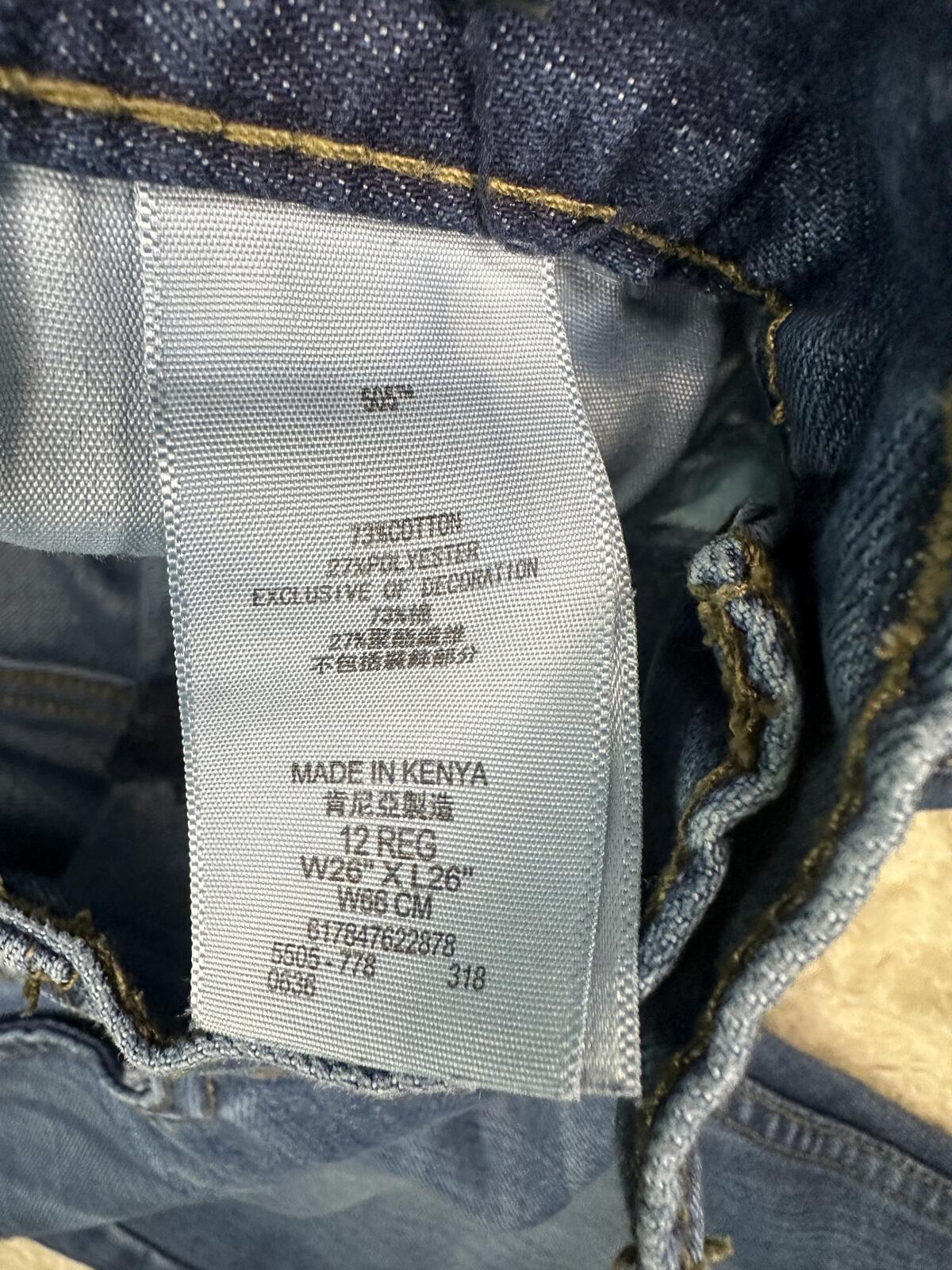 Levi's 505 Regular denim jeans Size 26x26/12 Reg medium wash straight leg unisex