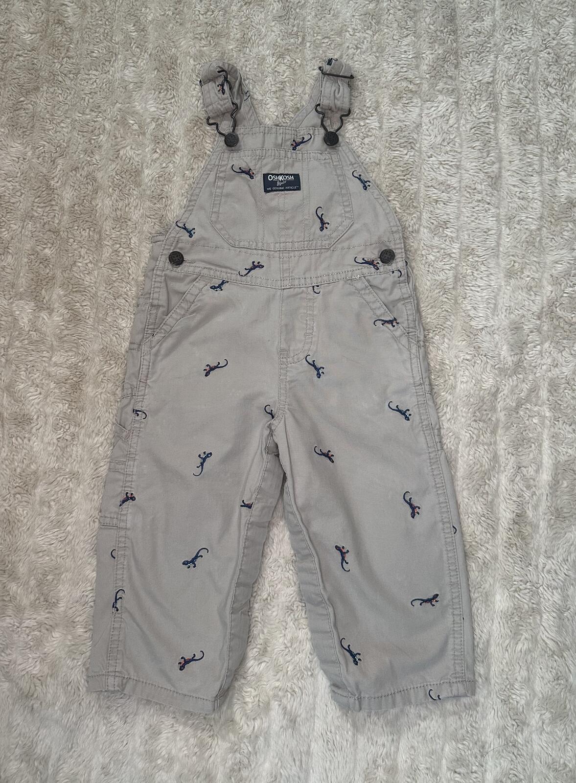 OshKosh B'gosh VestBak unisex khaki overalls 18M cotton embroidered classic