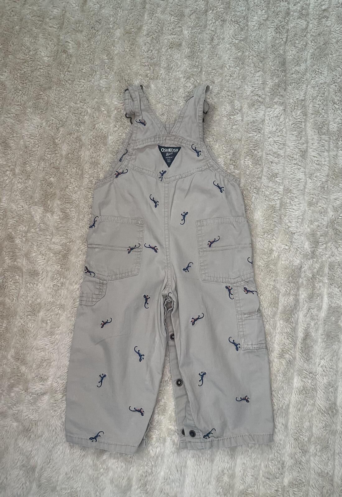 OshKosh B'gosh VestBak unisex khaki overalls 18M cotton embroidered classic