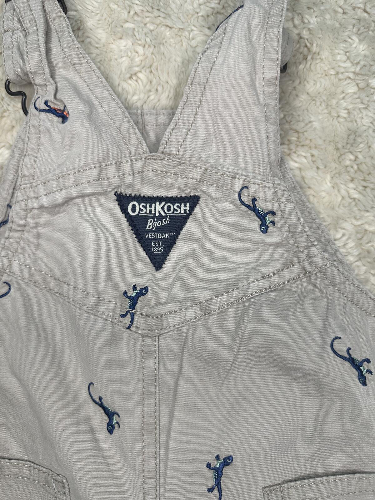 OshKosh B'gosh VestBak unisex khaki overalls 18M cotton embroidered classic