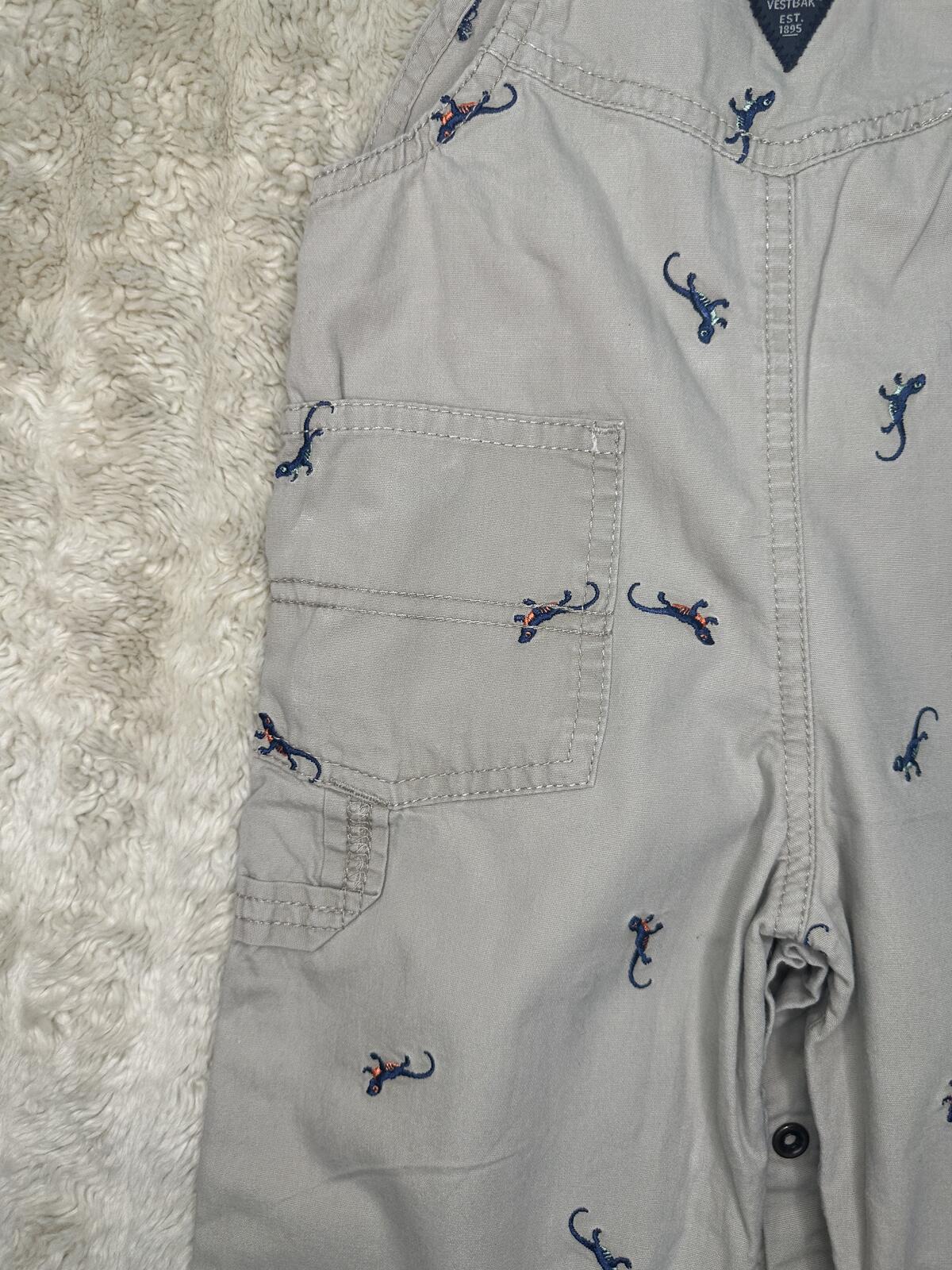 OshKosh B'gosh VestBak unisex khaki overalls 18M cotton embroidered classic