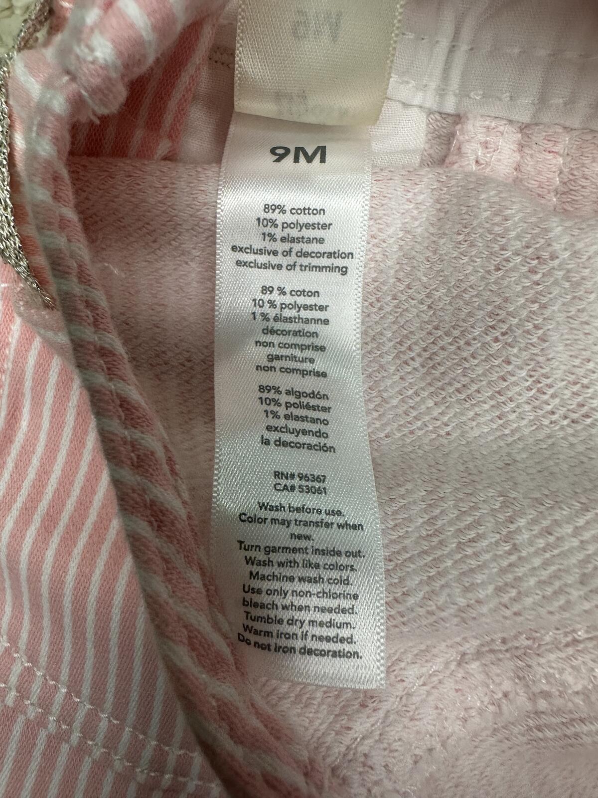 baby B'gosh classic pink/white striped cotton-blend overalls Size 9M