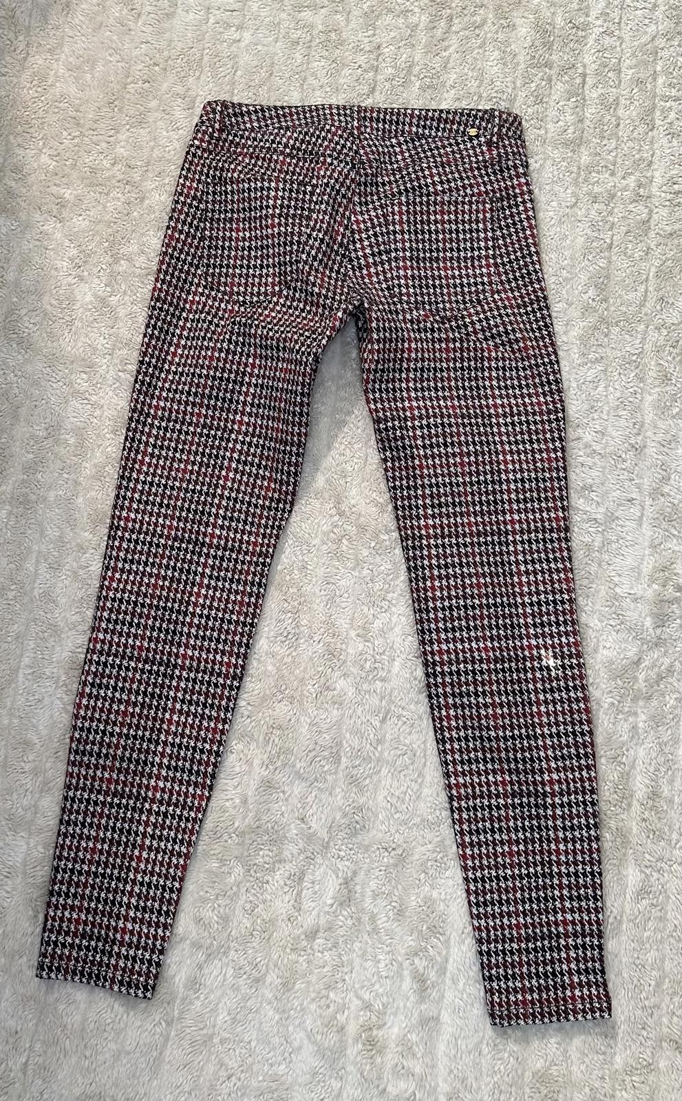 Zara red/brown/cream houndstooth plaid skinny jeans/slim stretch pants Size 6
