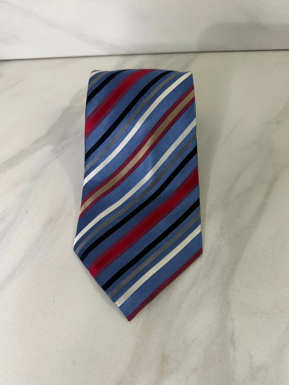 XMI 325 Series classic timeless multicolored diagonal striped silk neck tie