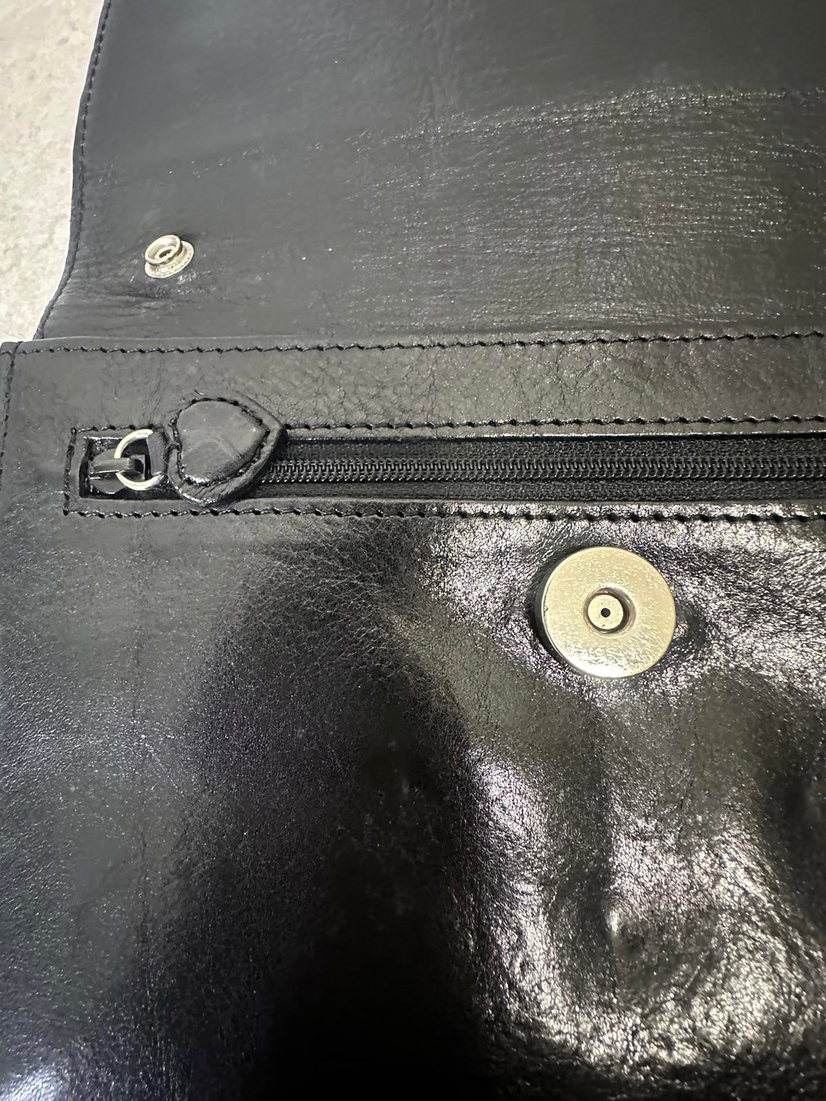 Vintage Brighton black croc-embossed leather snap button organizer/wallet/clutch