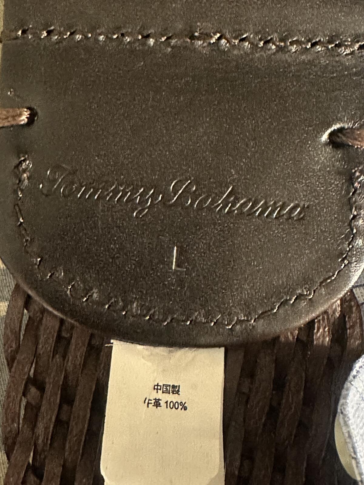 Tommy Bahama brown woven leather medallion buckle belt Large western boho chic