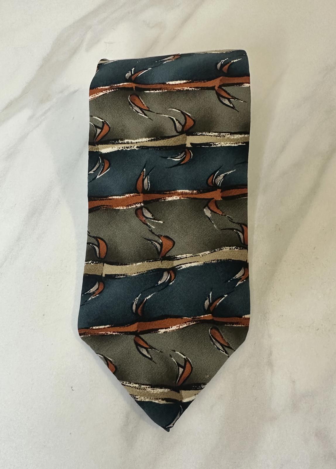 Vintage 90s J. Garcia artsy nature 'Landscape with Eye' Collection 10 silk tie