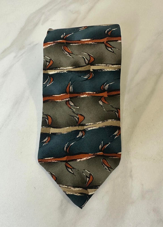 Vintage 90s J. Garcia artsy nature 'Landscape with Eye' Collection 10 silk tie