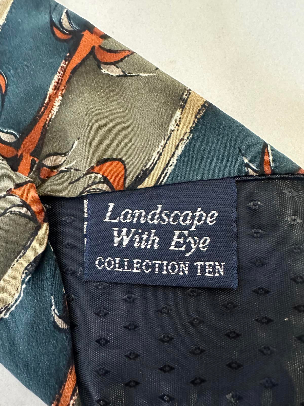 Vintage 90s J. Garcia artsy nature 'Landscape with Eye' Collection 10 silk tie