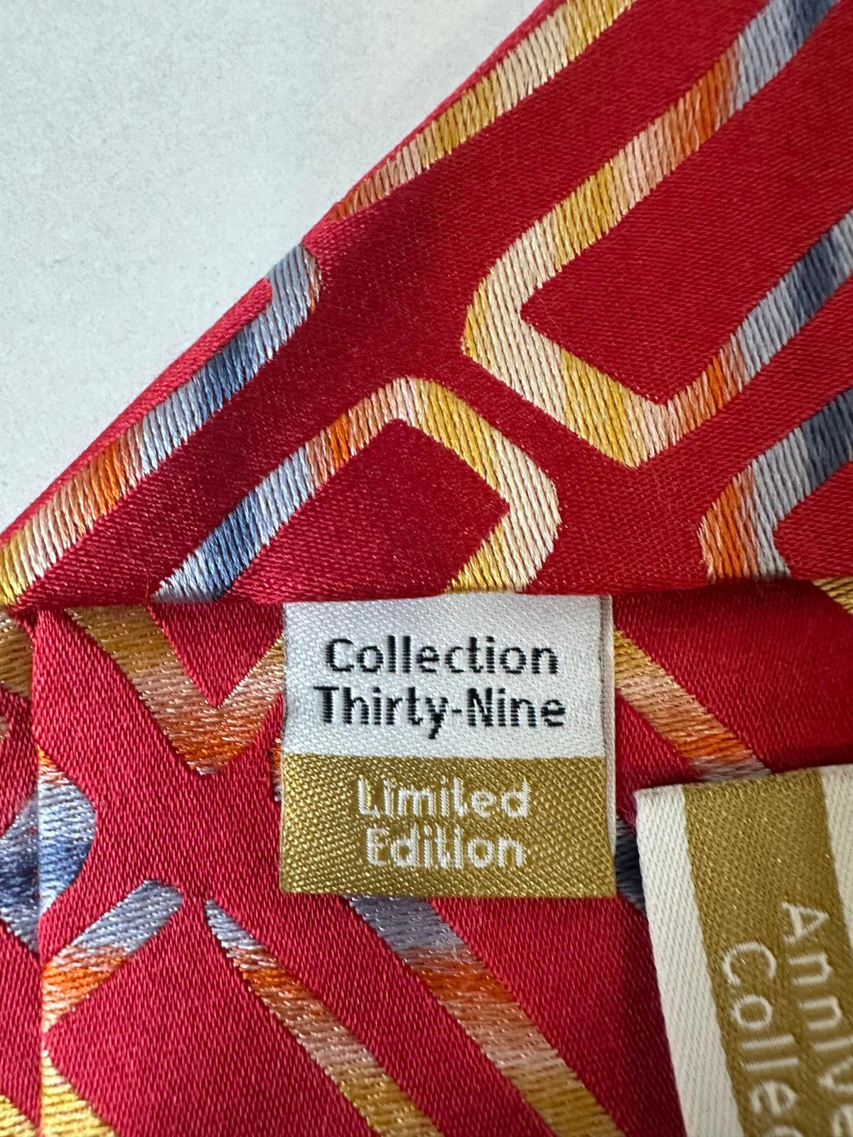Vintage J. Garcia Emerald City Anniversary Collection red geometric silk necktie