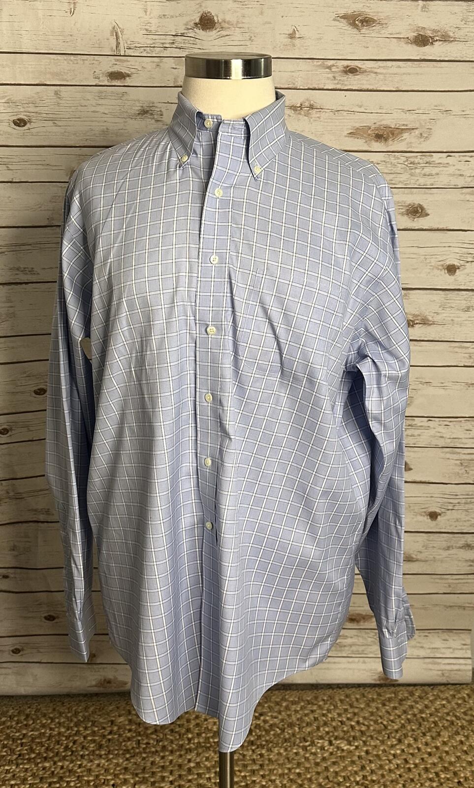 Brooks Brothers Original Polo Shirt blue white cotton button-down shirt 17-6/7