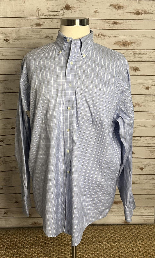 Brooks Brothers Original Polo Shirt blue white cotton button-down shirt 17-6/7