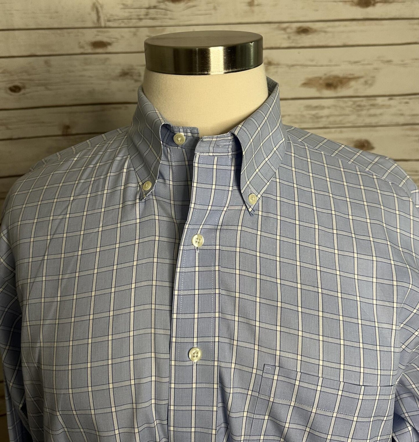 Brooks Brothers Original Polo Shirt blue white cotton button-down shirt 17-6/7