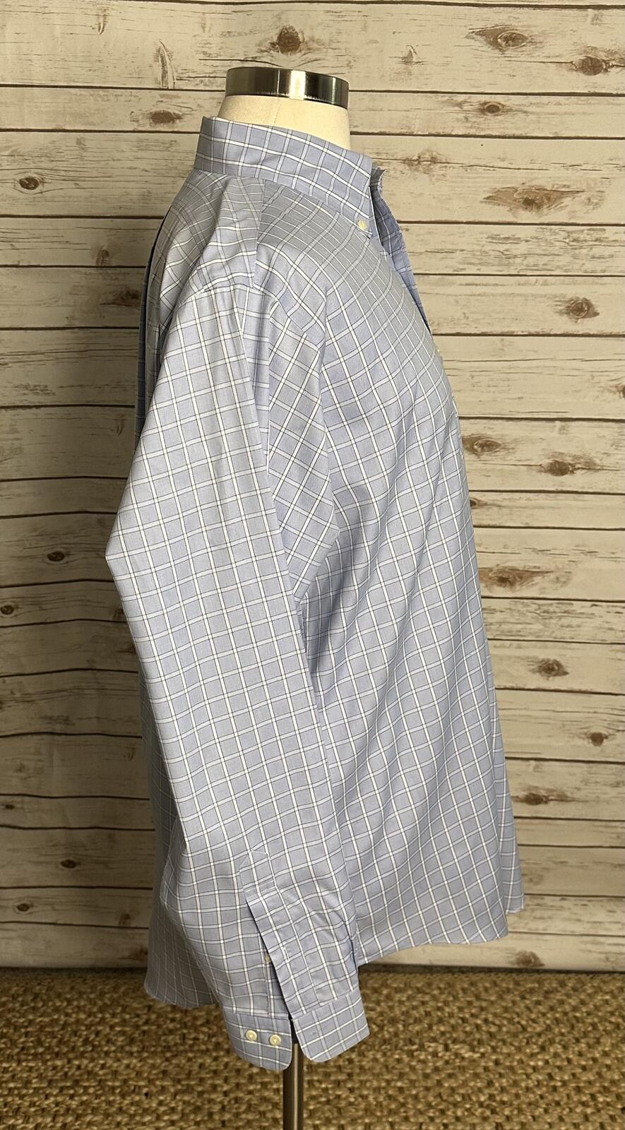 Brooks Brothers Original Polo Shirt blue white cotton button-down shirt 17-6/7