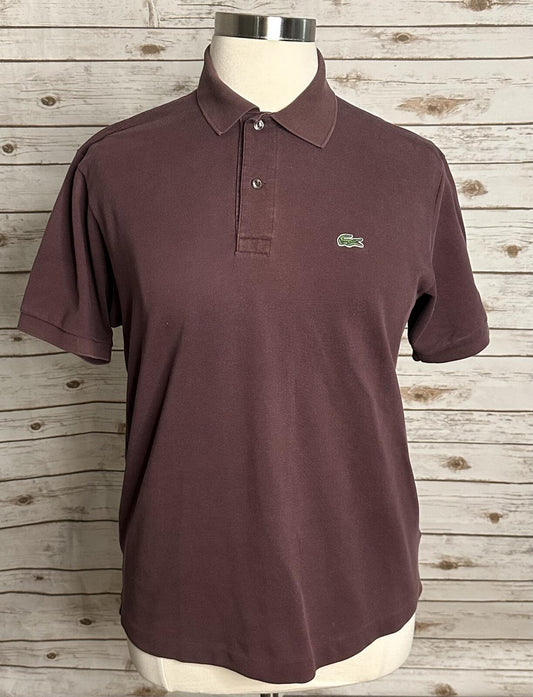 Lacoste Classic Fit brown cotton short sleeve polo shirt Size L preppy tennis