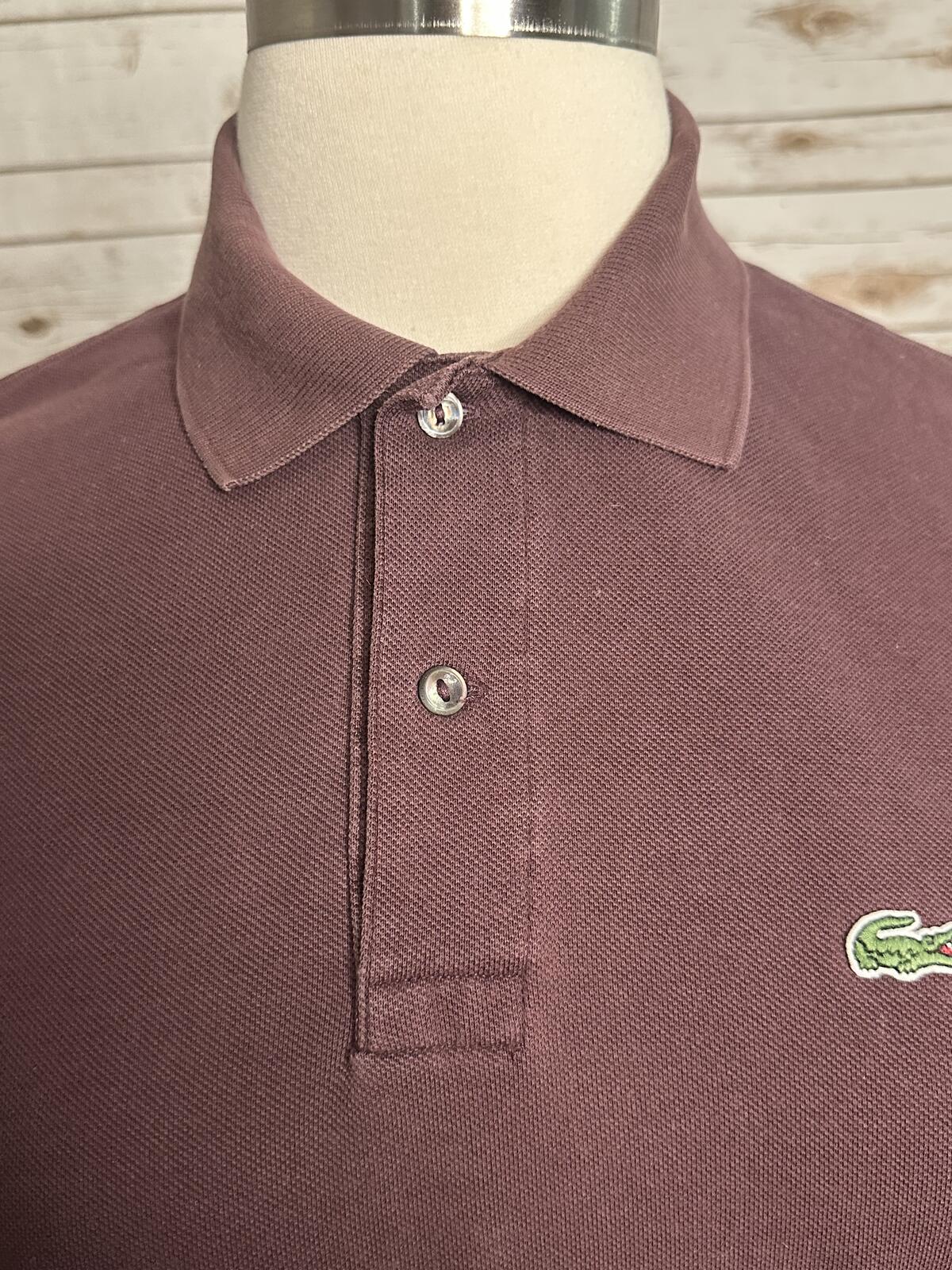 Lacoste Classic Fit brown cotton short sleeve polo shirt Size L preppy tennis