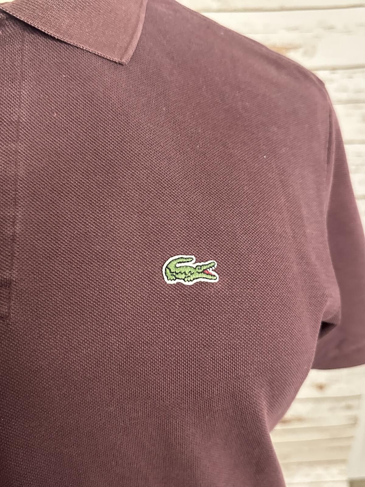 Lacoste Classic Fit brown cotton short sleeve polo shirt Size L preppy tennis