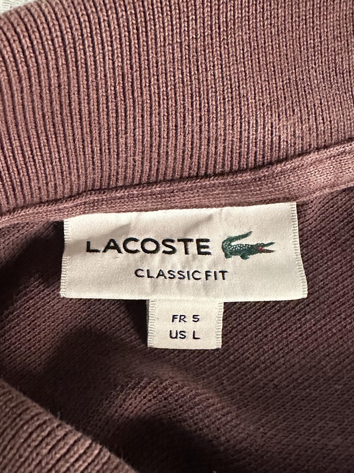 Lacoste Classic Fit brown cotton short sleeve polo shirt Size L preppy tennis