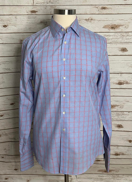 Charles Tyrwhitt Jermyn Street Non-Iron Slim Fit blue/red button-down shirt 16.5