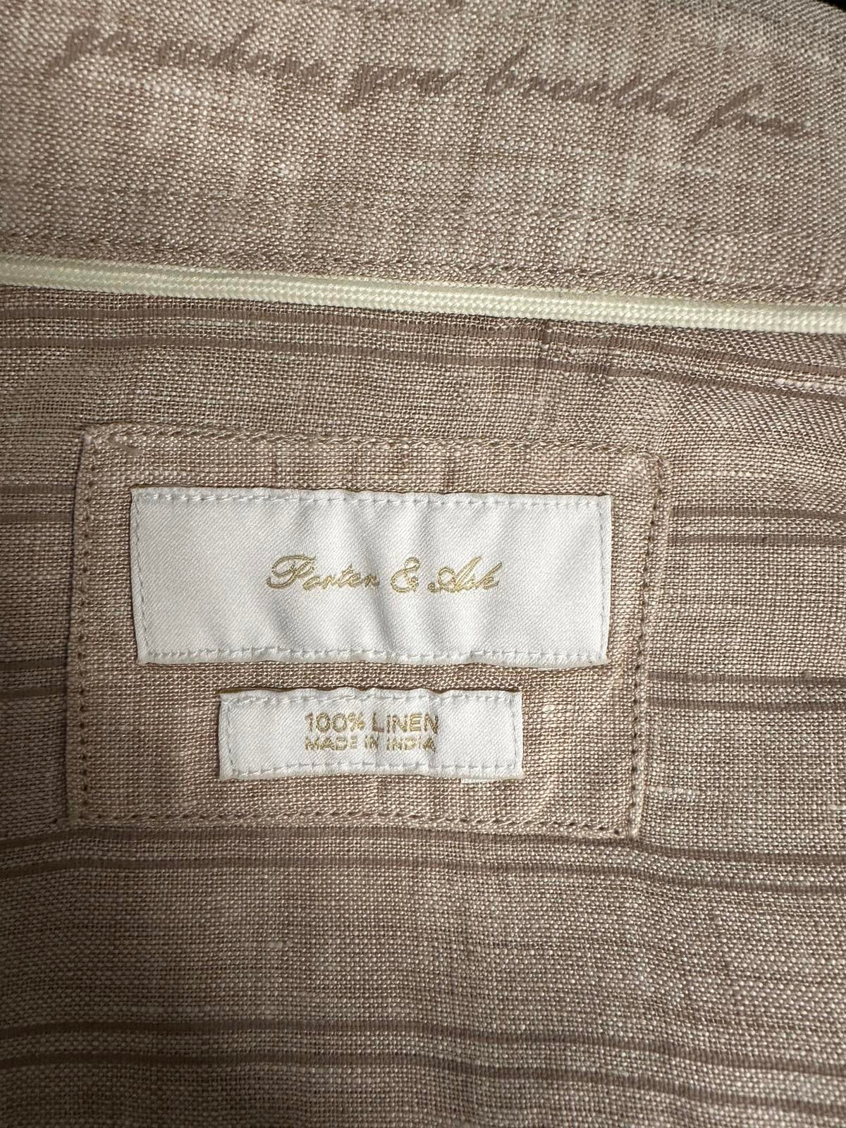 Porter & Ash beige 100% linen coastal short sleeve button-down shirt Medium