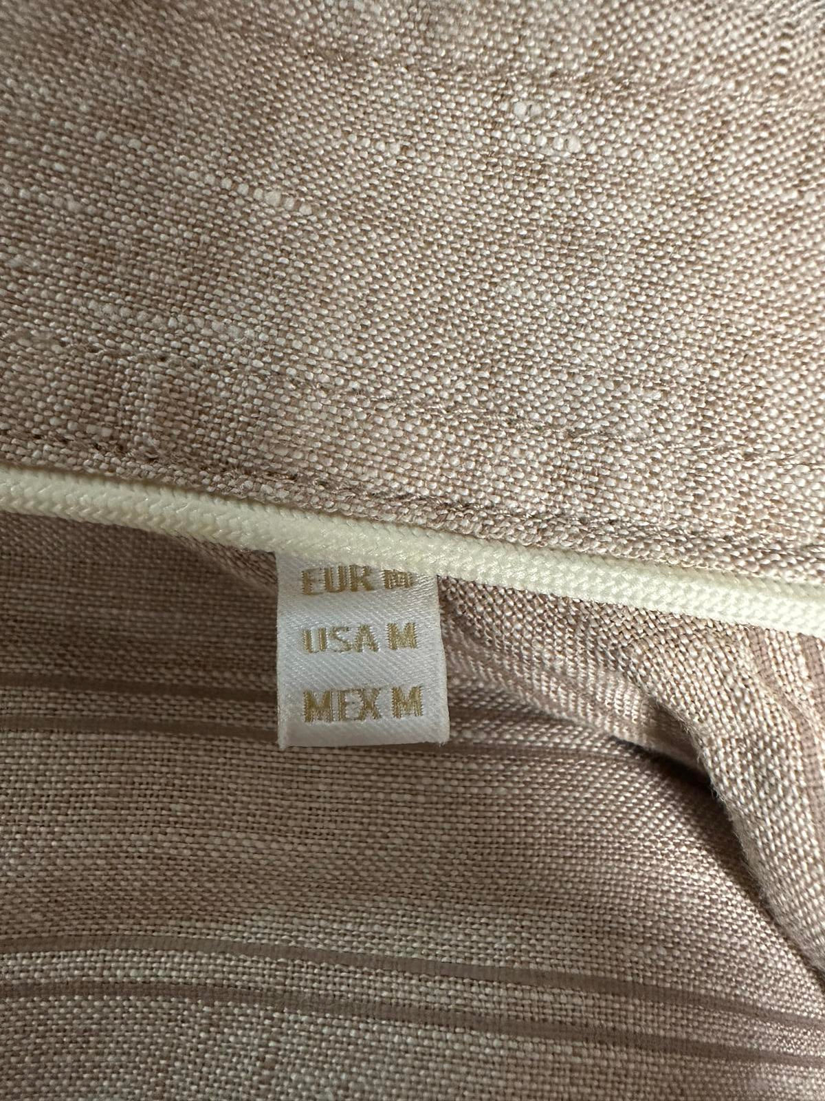 Porter & Ash beige 100% linen coastal short sleeve button-down shirt Medium