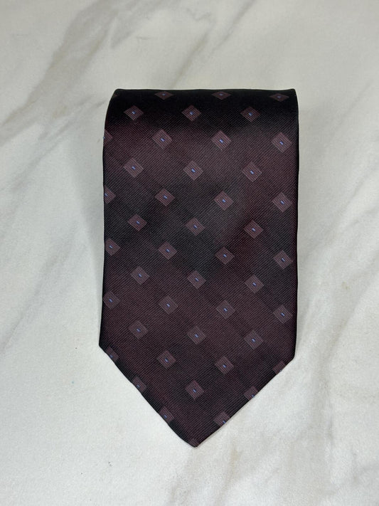 Vintage XMI for Nordstrom 100% silk tie plum/lilac/lt blue geometric classic