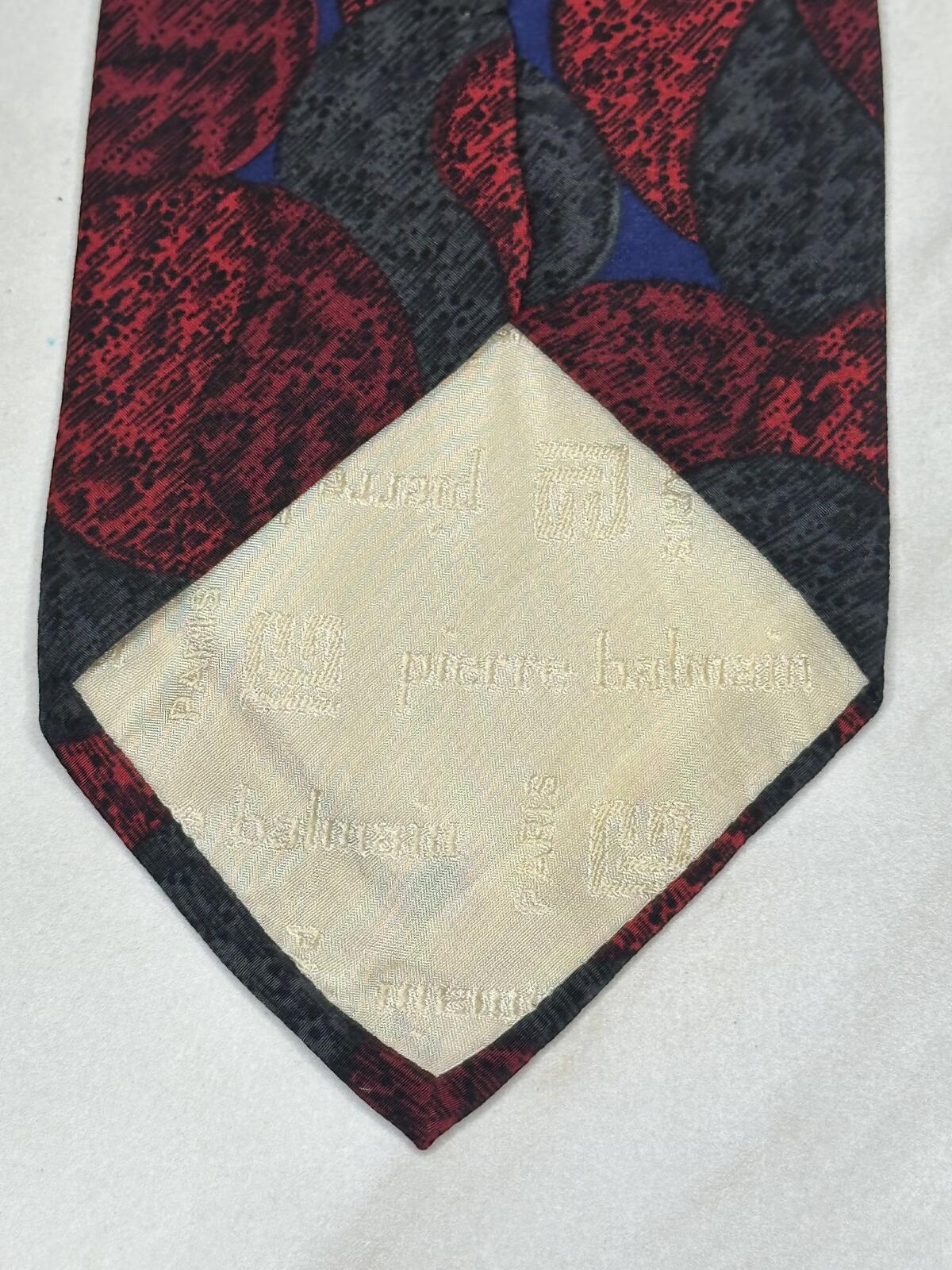 Vintage Pierre Balmain Paris 100% Italian silk tie red/grey/blue abstract