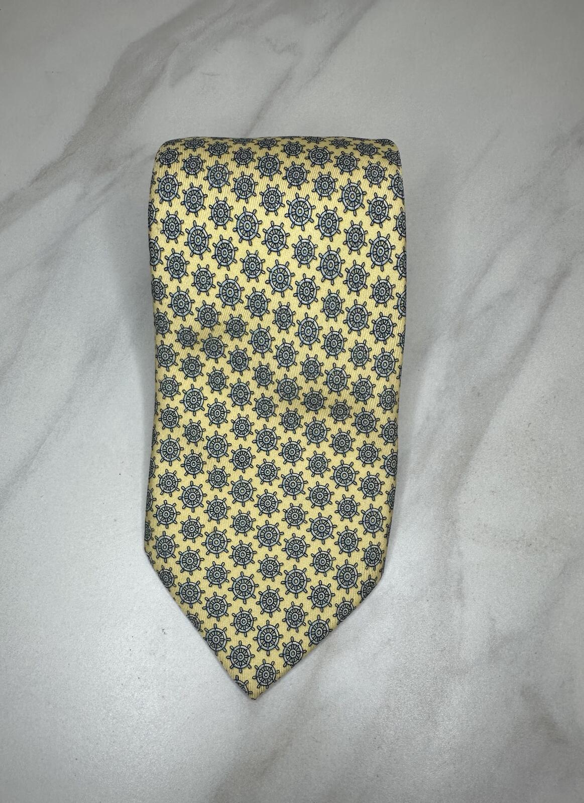 vineyard vines 'Shipping Wheel' 100% silk tie yellow/blue geometric nautical