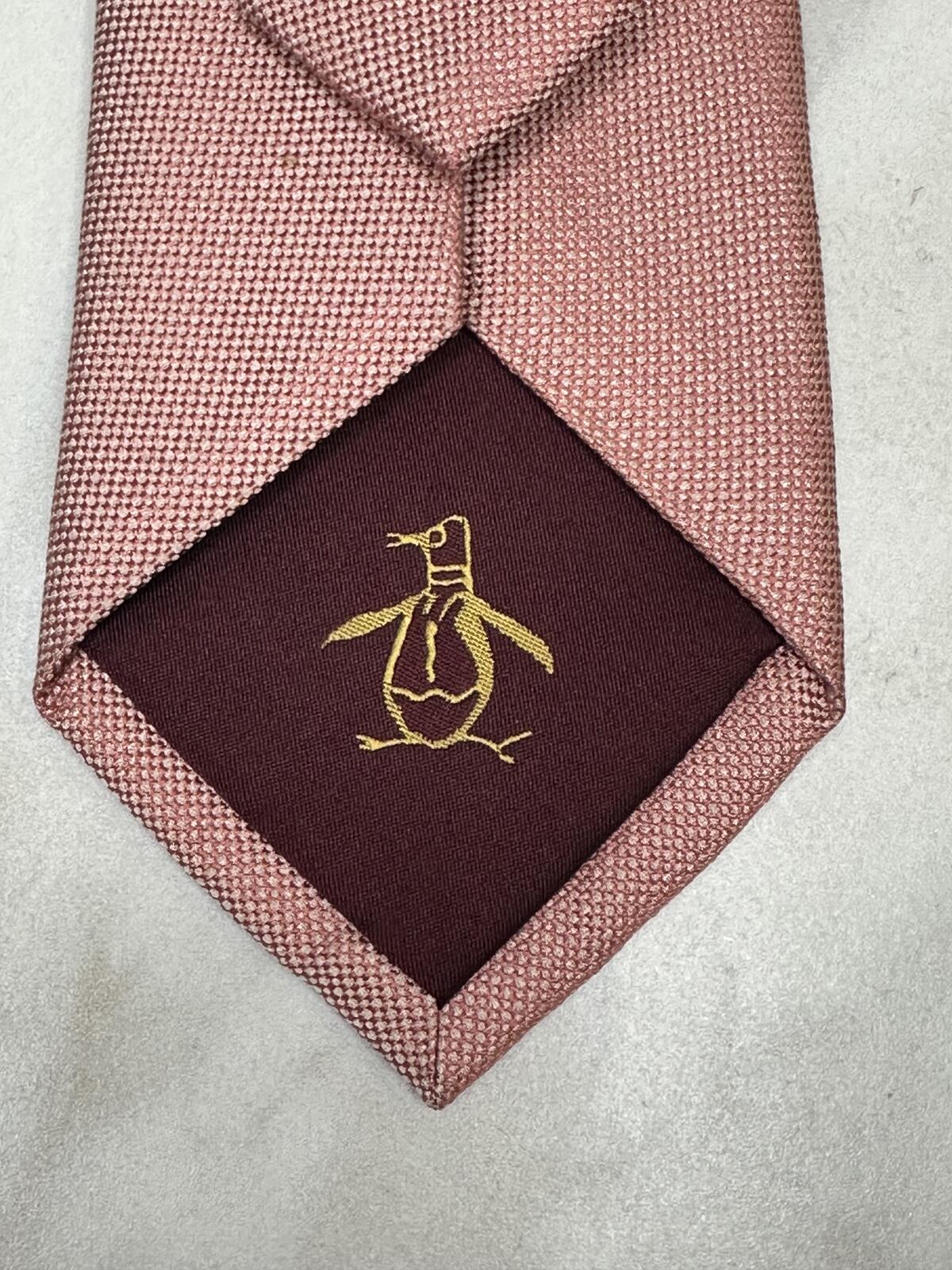 Original Penguin 100% silk pink tie textured classic preppy