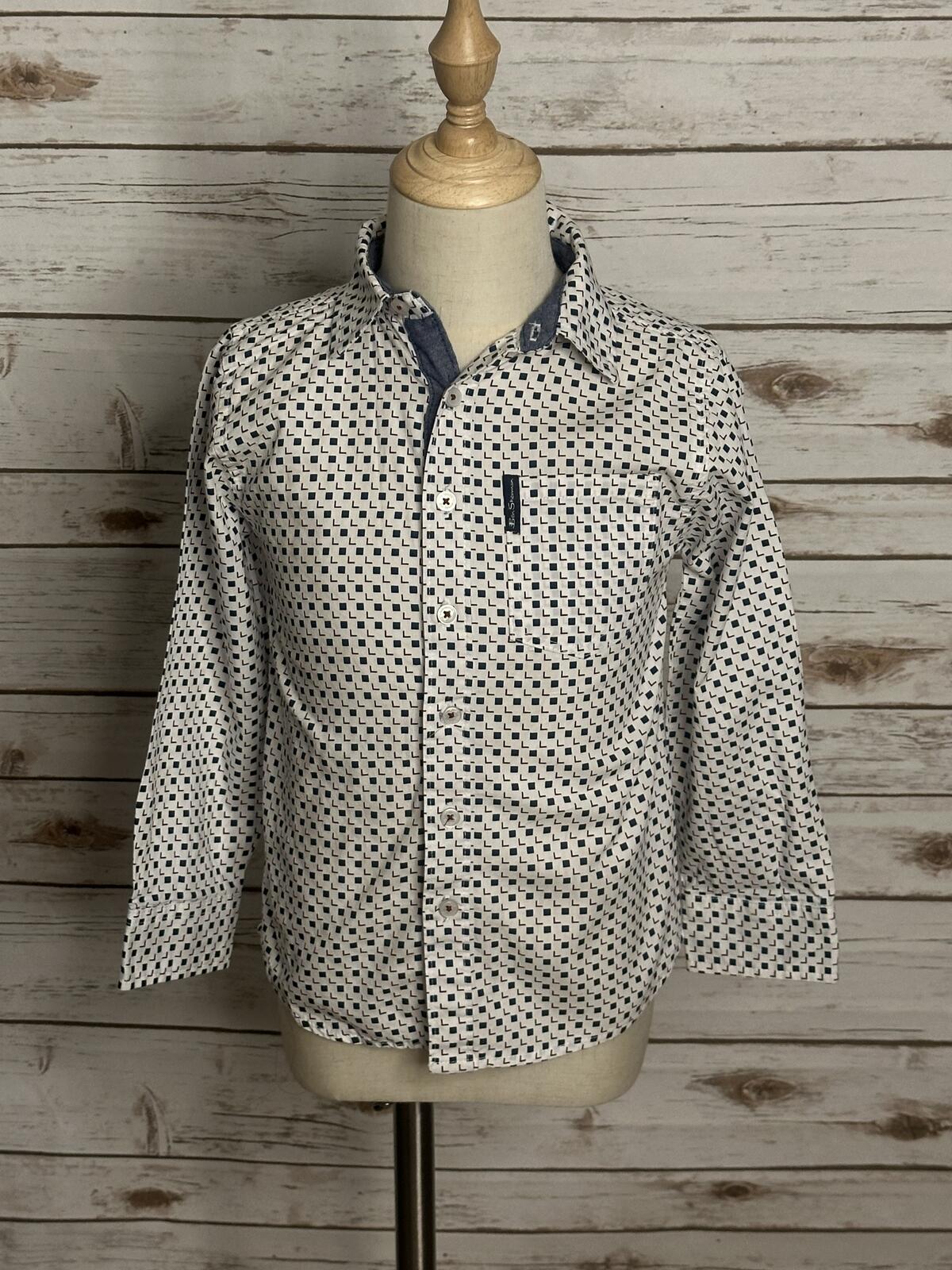 Ben Sherman cotton long sleeve mod geometric print button-up shirt Youth Size 5