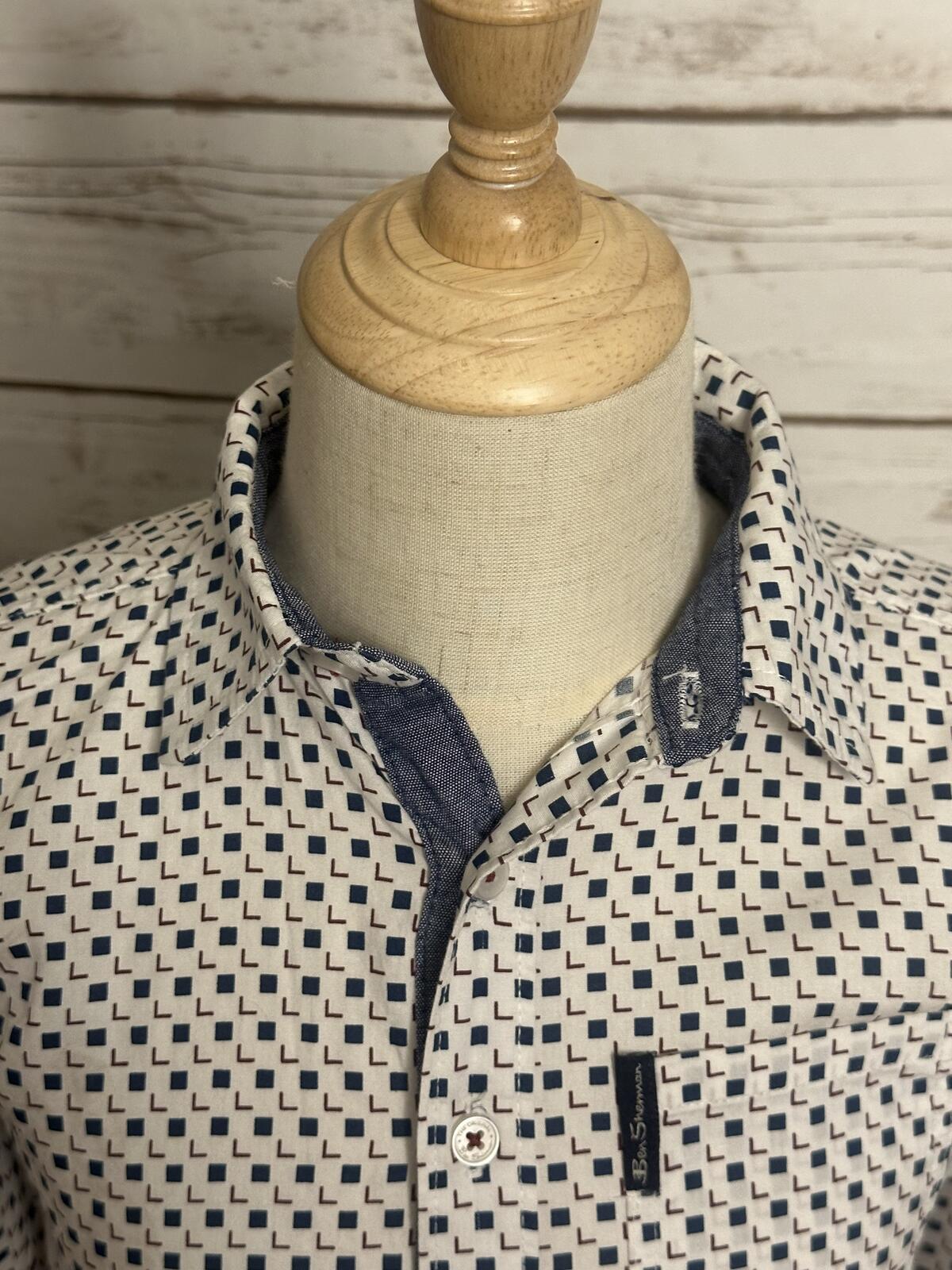 Ben Sherman cotton long sleeve mod geometric print button-up shirt Youth Size 5