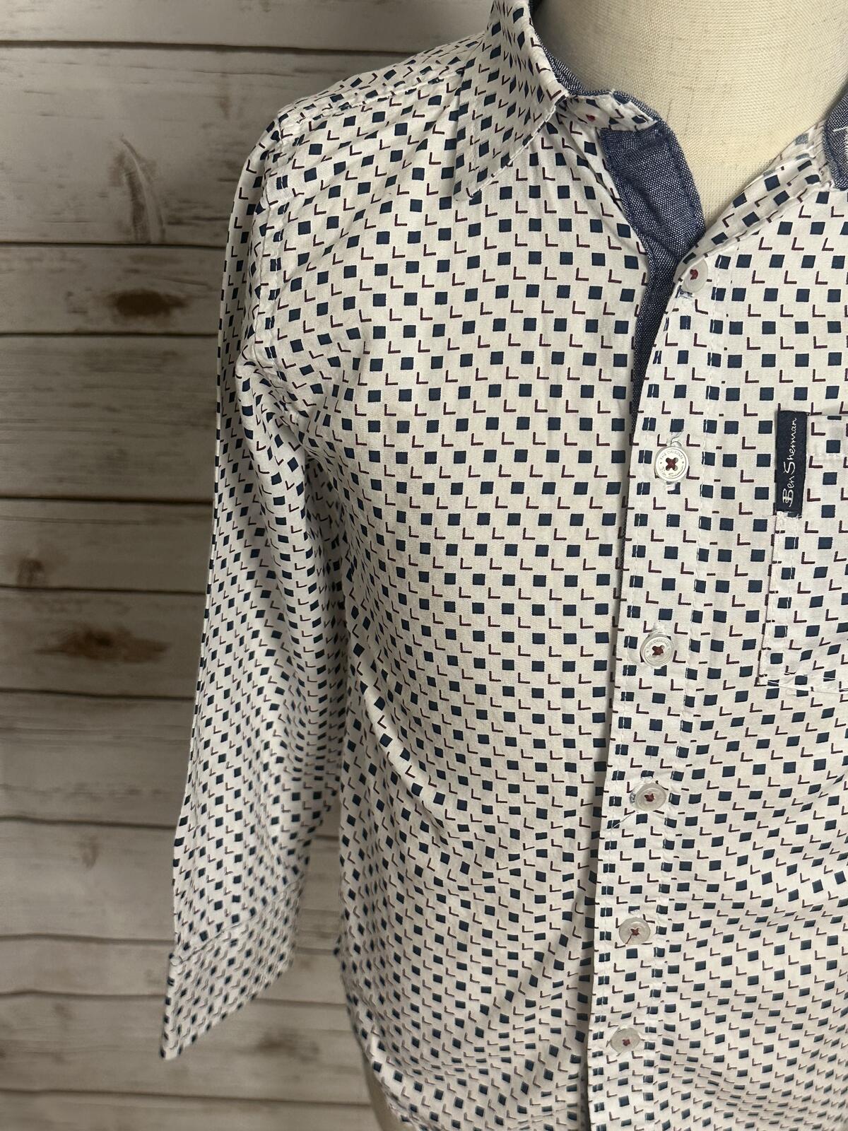 Ben Sherman cotton long sleeve mod geometric print button-up shirt Youth Size 5