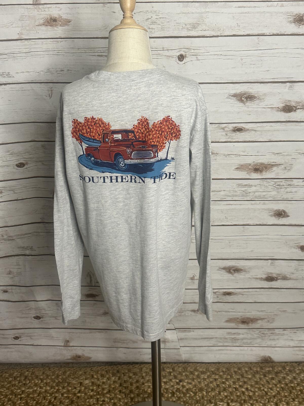 Southern Tide heather grey crewneck long sleeve graphic t-shirt Youth L (12-14)