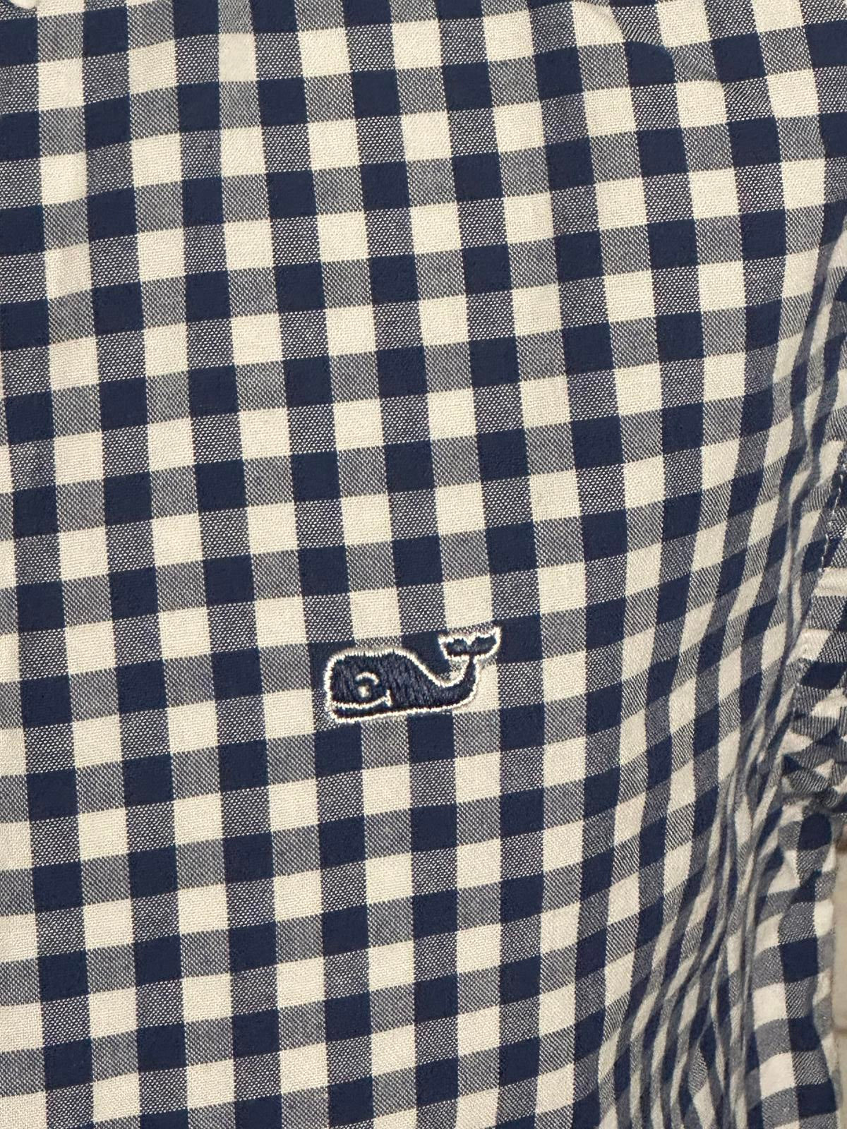 Vineyard Vines classic navy/white gingham long sleeve button-down shirt Size 7