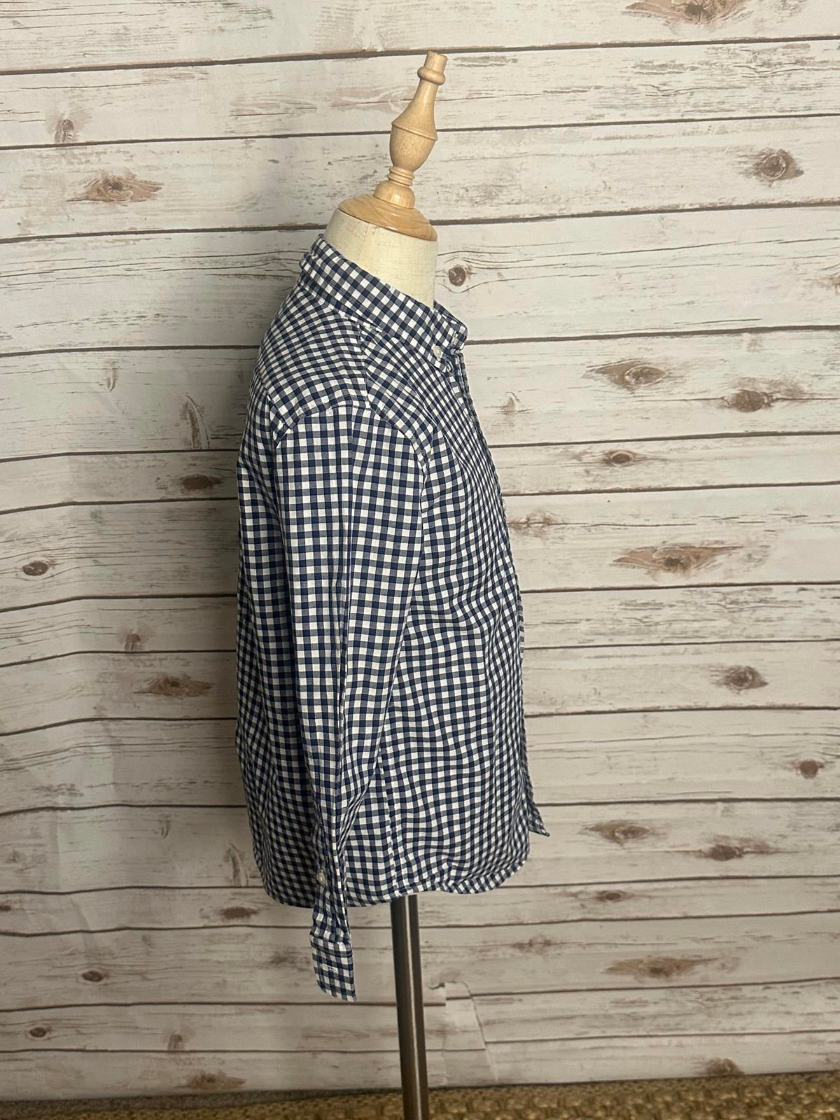 Vineyard Vines classic navy/white gingham long sleeve button-down shirt Size 7